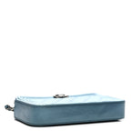 Metallic Caviar Quilted Small Boy Clutch With Chain Turquoise