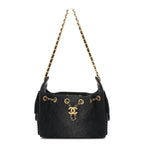 Washed Denim Quilted Mini Chanel 25 Handbag Black