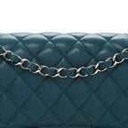 Caviar Quilted Medium Double Flap Dark Turquoise