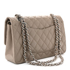 Caviar Quilted Medium Double Flap Taupe