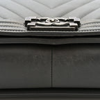 Lambskin Chevron Quilted Medium Boy Flap Grey