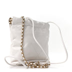 Shiny Calfskin Quilted Mini Chanel 22 White Black