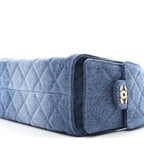 Washed Denim Quilted Mini Chanel 25 Handbag Blue