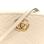 Calfskin Matelasse Small GG Marmont Chain Shoulder Bag White