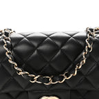 Lambskin Quilted Mini Rectangular Flap Black