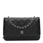 Caviar Quilted Wallet on Chain WOC Black