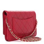 Lambskin Quilted Wallet On Chain WOC Dark Pink