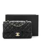 Lambskin Quilted Mini Rectangular Flap Black