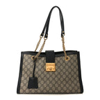 GG Supreme Monogram Medium Padlock Tote Black