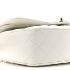 Caviar Quilted Medium Double Flap White