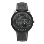 Platinum Titanium Alligator 43mm Arceau Le Temps Voyageur Automatic Watch Noir