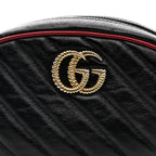 Azalea Calfskin Matelasse Diagonal Torchon GG Marmont Belt Bag 85 34 Black Romantic Cerise