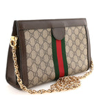 GG Supreme Monogram Web Small Ophidia Chain Shoulder Bag Brown