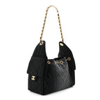 Washed Denim Quilted Small Chanel 25 Handbag Black