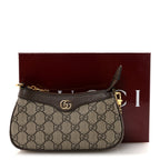 GG Supreme Monogram Textured Dollar Calfskin Mini Ophidia Chain Bag Beige Ebony