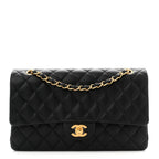 Lambskin Quilted Medium Double Flap Black