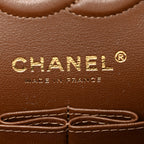 Lambskin Quilted Small Double Flap Brown