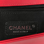 Calfskin Chevron Quilted Large Chain Boy Flap Red
