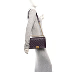Lambskin Quilted New Medium Boy Flap Dark Purple