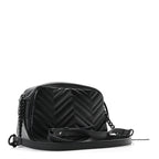 Calfskin Matelasse Monochrome Small GG Marmont Chain Shoulder Bag Black