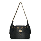 Washed Denim Quilted Mini Chanel 25 Handbag Black
