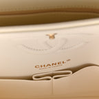 Caviar Quilted Medium Double Flap White