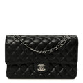 Caviar Quilted Medium Double Flap Black