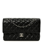 Caviar Quilted Medium Double Flap Black