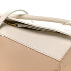 Calfskin Mini Puzzle Edge Bag Soft White Paper Craft