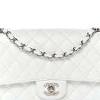Caviar Quilted Medium Double Flap White