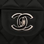 Lambskin Quilted Medium Double Flap Black
