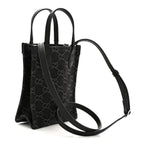Denim Cuoio Harness GG Monogram Mini Ophidia Tote Bag Black Medium Grey
