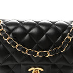 Lambskin Quilted Small Double Flap Black