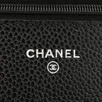 Caviar Quilted Wallet on Chain WOC Black
