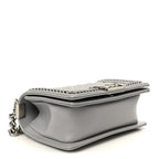 Iridescent Lambskin Quilted Small Chain Around Boy Flap Grey