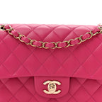 Caviar Quilted Small Double Flap Fuchsia