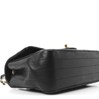 Lambskin Chevron Quilted Mini Rectangular Flap Black