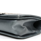 Metallic Lambskin Glass Pearl Embroidered Medium Boy Flap  Silver