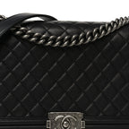 Calfskin Quilted New Medium Boy Flap Black