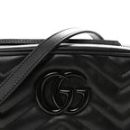 Calfskin Matelasse Monochrome Small GG Marmont Chain Shoulder Bag Black