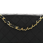 Lambskin Quilted Medium Double Flap Black