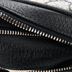 GG Supreme Monogram Textured Calfskin Web Large Attache Shoulder Bag Beige Blue