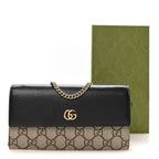 Dollar Calfskin GG Supreme Monogram Petite GG Marmont Wallet Chain Bag Black Beige Ebony