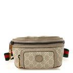 GG Supreme Monogram Textured Calfskin Web Retro Interlocking G Belt Bag Beige Mystic White Oatmeal