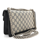 GG Supreme Monogram Textured Dollar Calfskin Small Rectangular Dionysus Shoulder Bag Beige Blue