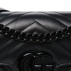 Calfskin Matelasse Monochrome Mini GG Marmont Shoulder Bag Black