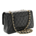 Caviar Quilted Medium Double Flap Black