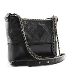 Aged Calfskin Quilted New Medium Gabrielle Hobo Black