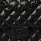 Lambskin Quilted Jumbo Double Flap So Black