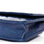 Iridescent Caviar Quilted Wallet on Chain WOC Dark Blue